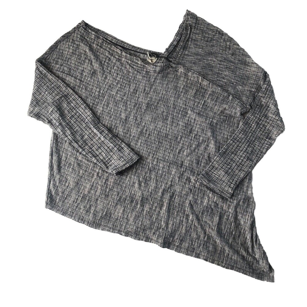 we the free Womens asymmetrical sweater Gray Striped Ribbed Size P+S